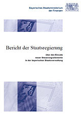 Titelblatt der Broschüre "Bericht der Staatsregierung über den Einsatz neuer Steuerungselemente in der in der bayerischen Staatsverwaltung"